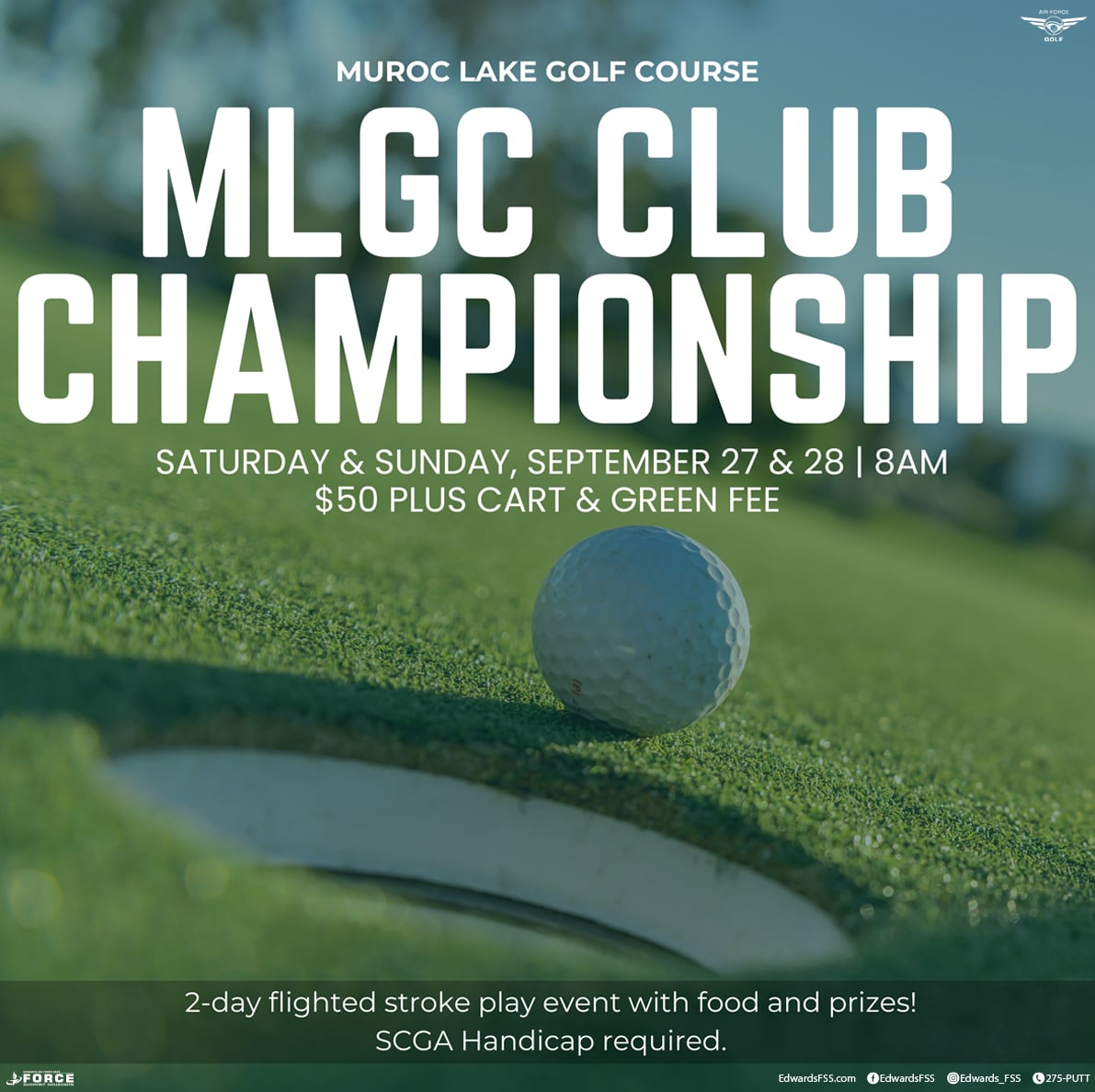 Ready to compete for the MLGC Club Champion title?🏆 Don't miss out on this 2-day flighted stroke play event complete with food and fantastic prizes. Join us for the tournament on September 27th & 28th!⛳ Saturday & Sunday, September 27 & 28 | 8 AM $50 Plus cart & green fee SCGA Handicap required 📞Call 275-PUTT to register or for more info
